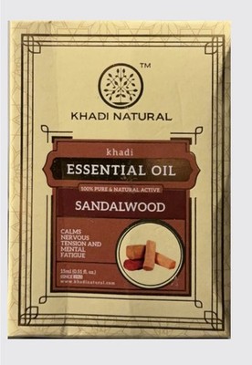 Khadi Natural Sandalwood Essential Oil 100% Pure Calms Tension Aromatherapy 15ml