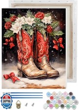 TCDZMYGS Christmas Paint by Numbers Kit for Adults Beginner,Boots Flowers Pai