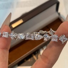 VVS1 Moissanite D Color Six Shapes Cut Tennis...