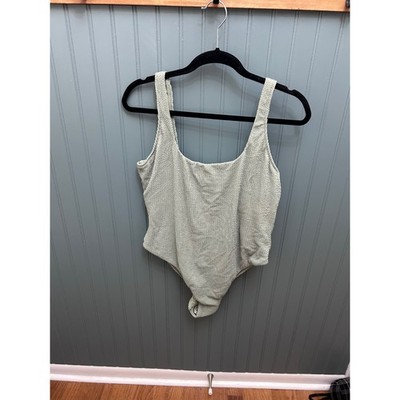Swimsuits For All Camille Collection Sage Green Crinkle One Piece Swimsuit XL