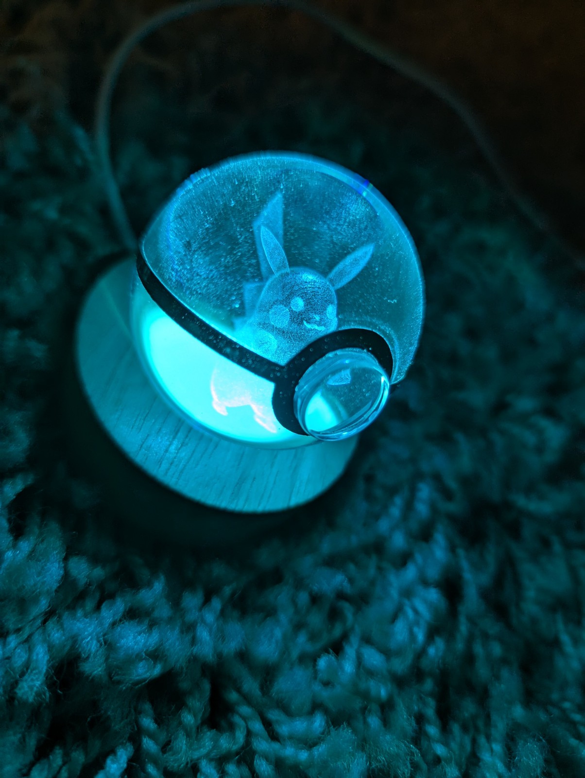 Pikachu 3D Laser Color Changing Lamp Crystal Pokeball Ball Pokemon Gift