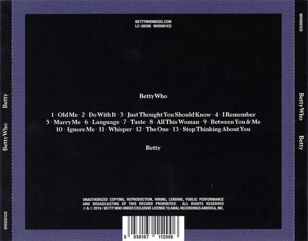 1 CENT CD Betty Who – Betty / POP - Image 2 of 2