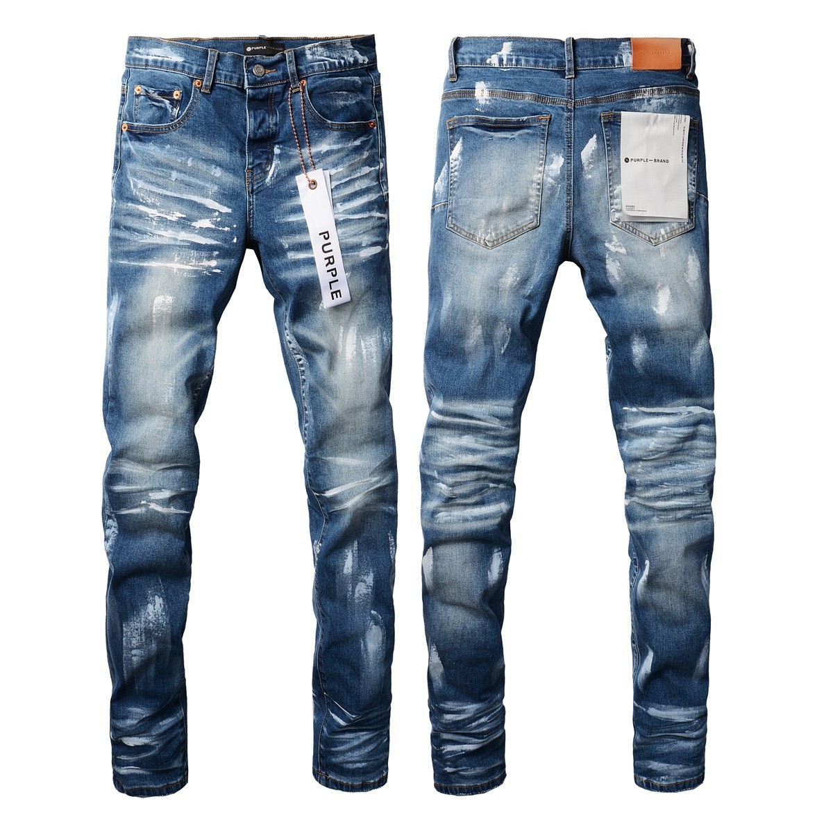 2026 New purple brand men's personality Fashion Slim Fit inkjet