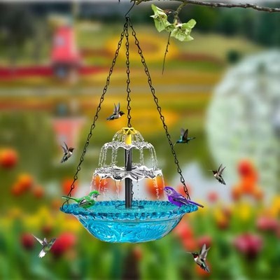 2026 NEW Solar Cascade Hanging Bird Bath Fountain with Plastic Bowl Solar Power