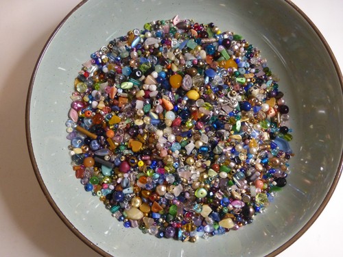 Assorted glass beads and charms, 1 cup, 16 oz (#6)