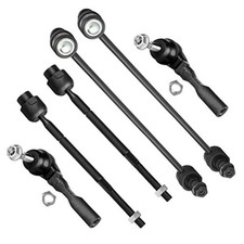 6pcs Front Suspension Kit Inner Outer Tie Rod Ends Sway Bar End Links Kit