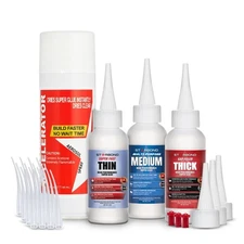 CA Glue with Activator Kit – Thin, Medium & Thick 2 oz Bottles with 6 oz Acce...