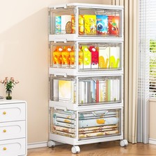 Clear Storage Bins with Lids 4 Pack Large 32qt Stackable Plastic Organizer