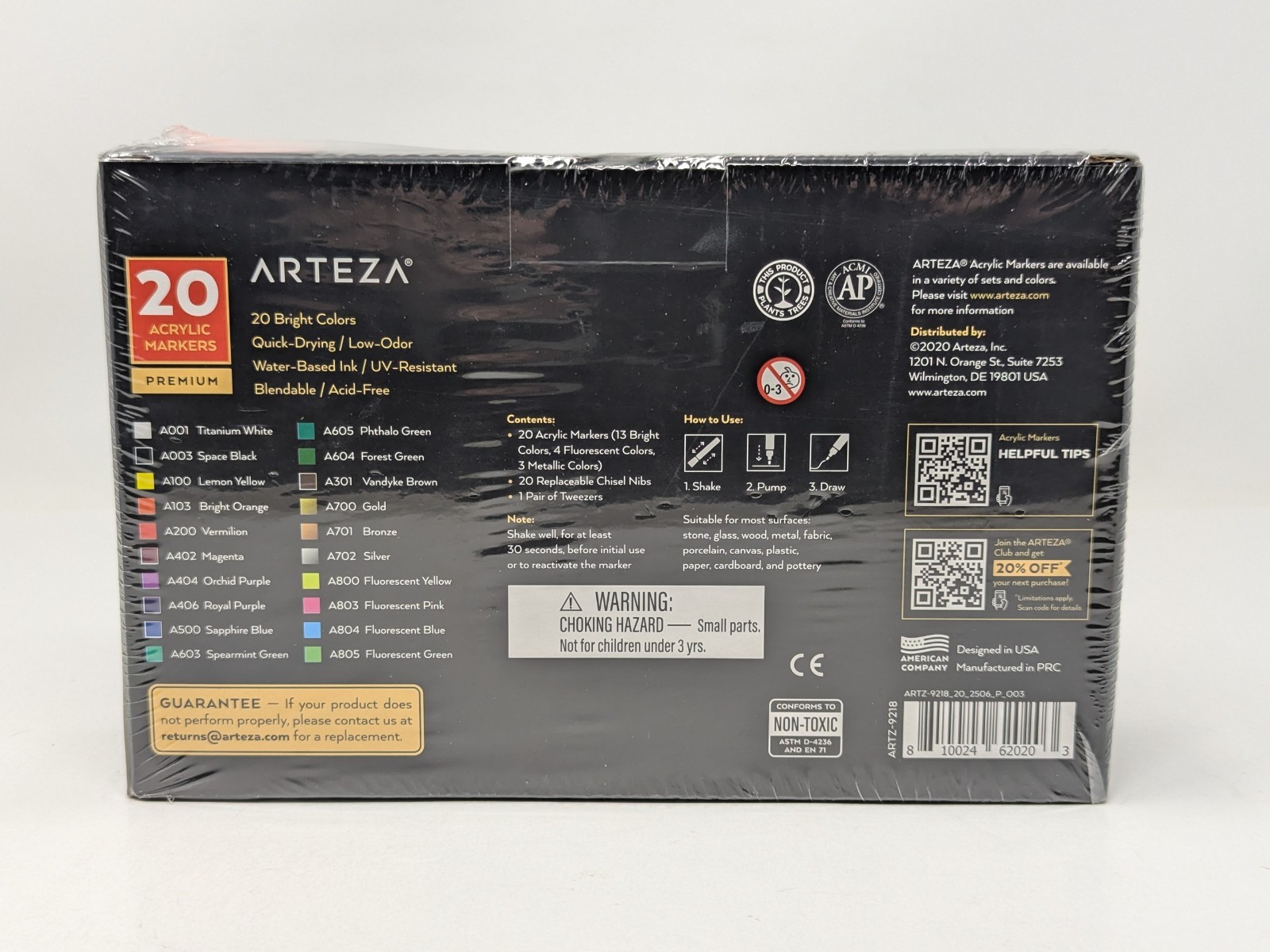 Arteza Acrylic Paint Markers, Set of 20 Colors