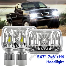 For Nissan Pickup 240SX D21 NX 2PCS 7x6" GLASS LENS LED Headlights High/Low Beam