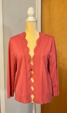 Cable  Gauge Pink Scalloped Edge Open Cardigan XL 