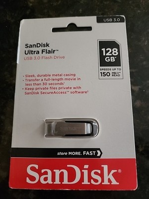 Sandisk Ultra Flair - USB 3.0 Flash Drive - 128 GB - Silver 