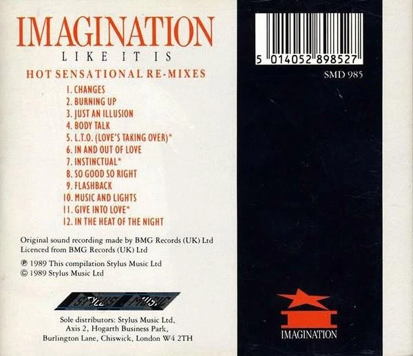 Imagination Like It Is - Hot Sensational Re-Mixes CD UK Stylus Music 1989 SMD985 - Image 2 of 2