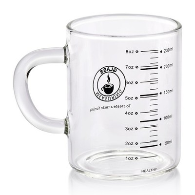 8 Oz Glass Measuring Cup, Espresso Shot Glasses, Clear medium, Black-1pcs 