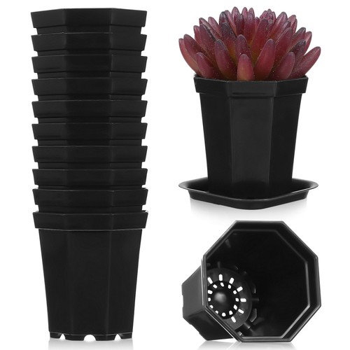 Olly & Rose Set 4 Vasi Geometrici In Cemento Mykonos - Per Cactus E Piante Grasse, Con Foro Di Drenaggio, 8,5 Cm