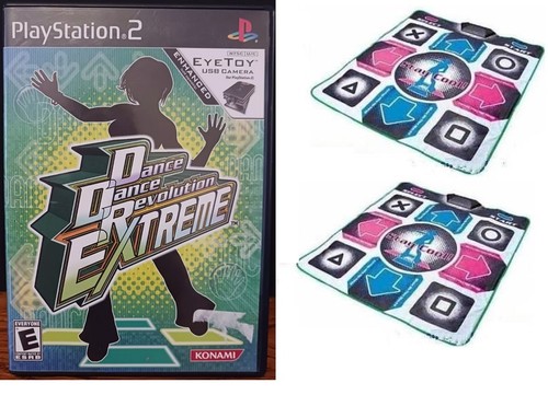 PS2 DDR Extreme USED Dance Game + 2x PS2 Wired Dance Pads Mats