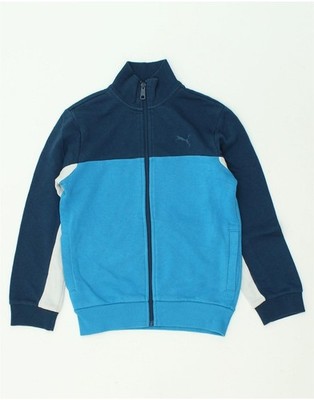 Puma Jungen Trainingsanzug Oberteil Jacke 9-10 Jahre mittelblau Colourblock Baumwolle BE08