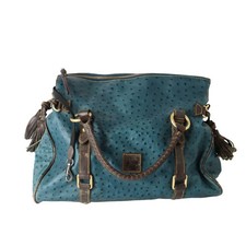 Borsa a mano grande Dooney & Bourke fiorentina in pelle di struzzo goffrata borsa verde acqua