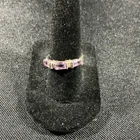 Vintage Avon sterling silver band featuring purple amethyst stones size 6