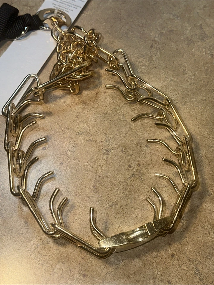 NEW (Large) Top Paw No-Pull Prong Collar with Nylon For Training 3.8mm X 28”Gold - Image 4 of 4