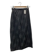 ISSEY MIYAKE 80s Brush-Tagged Discharge-Dyed Long Skirt, Size 9, Cotton, Gray, A