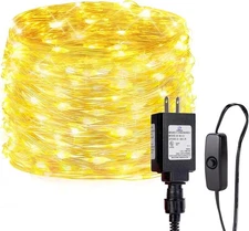 Fairy Lights Plug in, 33ft 100 LED String Warm 33ft100led, White 