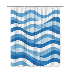 Stylish Blue Wave Pattern Shower Curtain for Bathroom Decor