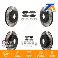 Front Rear Drilled Slot Brake Rotor Ceramic Pad Kit For 2013-2015 Acura ILX 1.5L