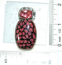 Amy Kahn Russell Pink Quartz with Enamel over Agate Sterling Silver Pin Pendant