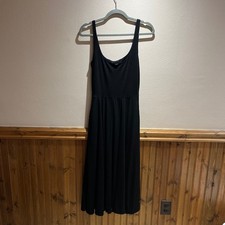Reformation Rou Knit Midi Dress Sz M Black Jersey Pockets Tank Casual Minimalist