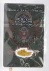 Gold Tank US Army Art Bar 1/1000th Oz .999 Fine Gold Eagle Bullion COA Card
