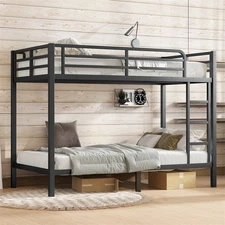 Twin XL Over Twin XL Size Metal Bunk Bed for Teens and Adults,Space-Saving,Black