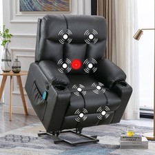 Canmov Power Lift Recliner Chair with Heat  Massage, X  wide Faux Leather Chair