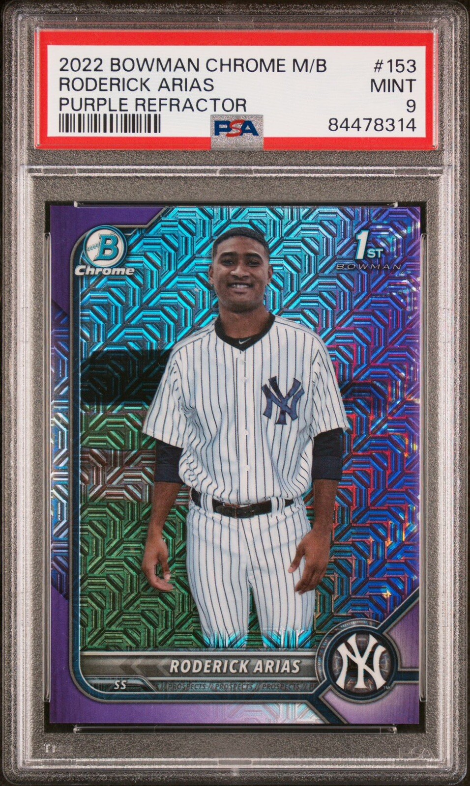 2022 Bowman Chrome Mega Box Roderick Arias /250 #BCP-153 Purple Refractor PSA 9