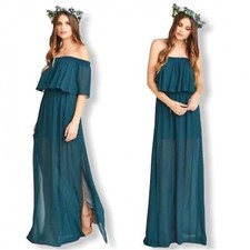 Show Me Your Mumu Hacienda Maxi Dress Deep Jade Chiffon Bohemian Chic Size XXS