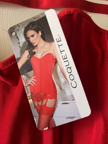 New Coquette Size S Red 3728 Fully Boned Stretch Knit Corset - Picture 3 of 9