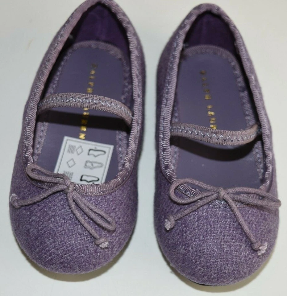 Nuevo Ralph Lauren Niños NIÑOS PEQUEÑOS Pisos Púrpura Franela Allie Bow 5 ¡REGALO PERFECTO! Foto 3 de 4