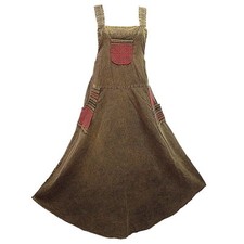 Boho Hippie Gypsy Baggy 3-Pocket Sleeveless Bib Long Cotton Dress  Y0063