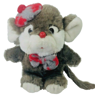 Vintage Lil' Tweaks Christmas Mouse Red Gray Cap Bow Tie Dayton Target Plush 8'' 