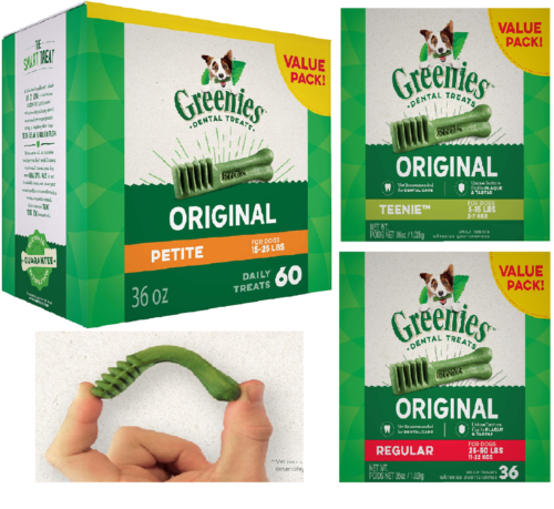 Greenies for Dogs Dental Treat Value Pack Original Teenie / Petite  /Regular 1kg - Picture 1 of 33