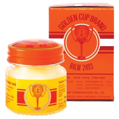 THAI GOLDEN CUP BALM Muscle Pain, Insect Bite, Menthol Eucalyptus Oil 12g.