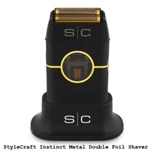 StyleCraft Professional Instinct Metal Double Foil Black Shaver- SC807-BRAND NEW