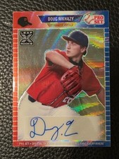 DOUG NIKHAZY 2021 Leaf Pro Set Metal Baseball Red White Blue AUTO # 4/4