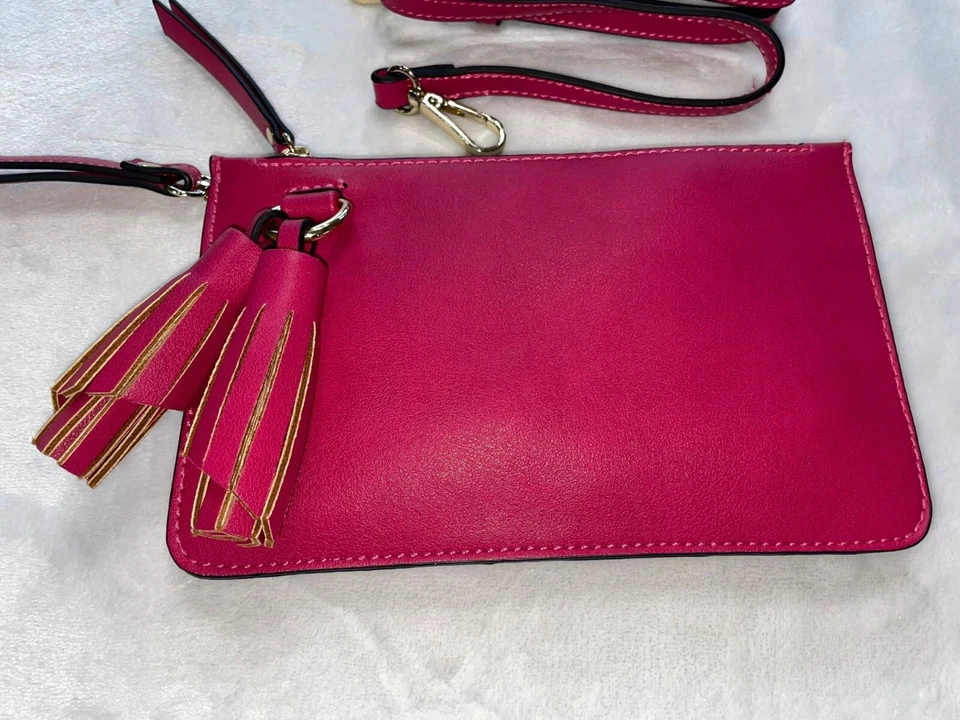 Melie Bianco Pink Crossbody 3 IN ONE Clutch Bag With Tassel & Polka Dot Lining - Imagem 3 de 4