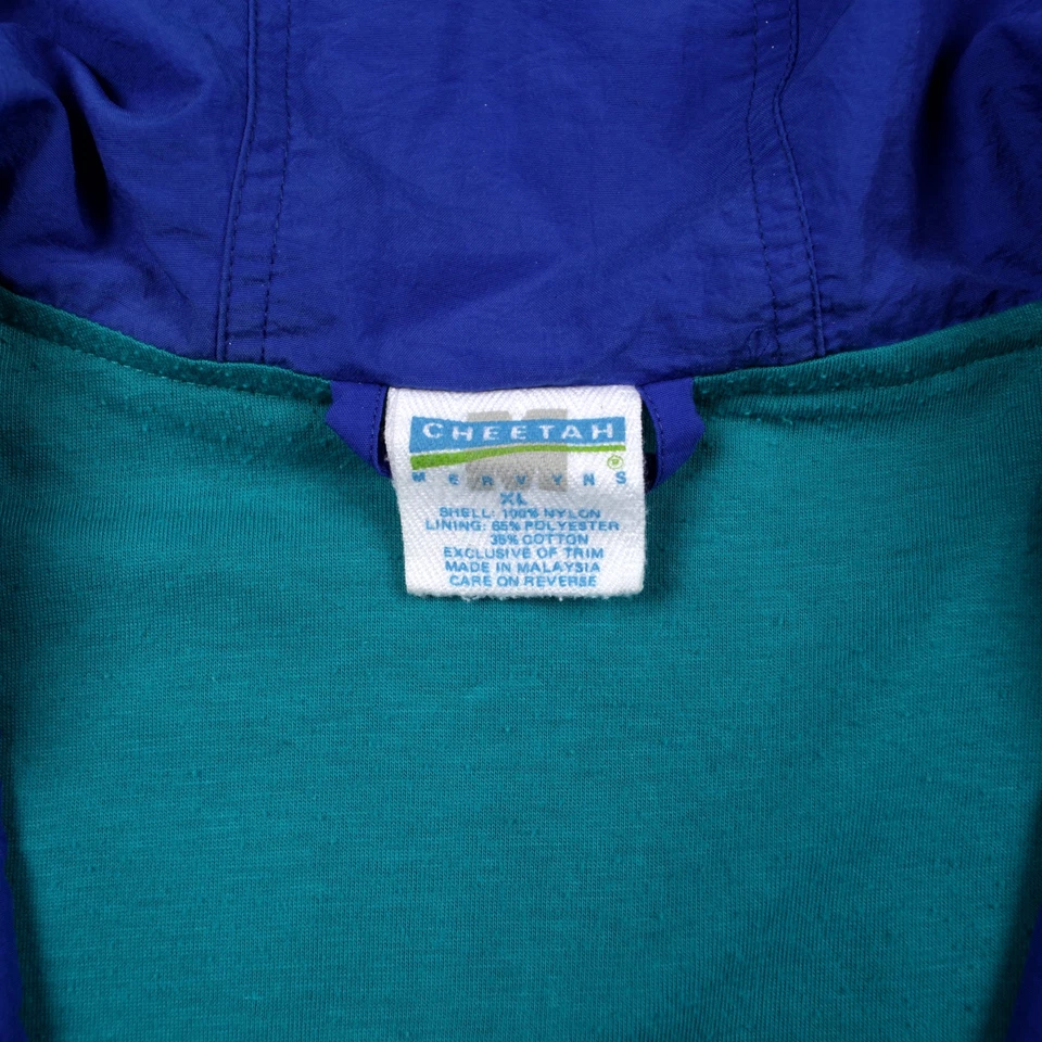 Vintage Cheetah Windbreaker Jacket XL 90s Blue - Image 3 of 4