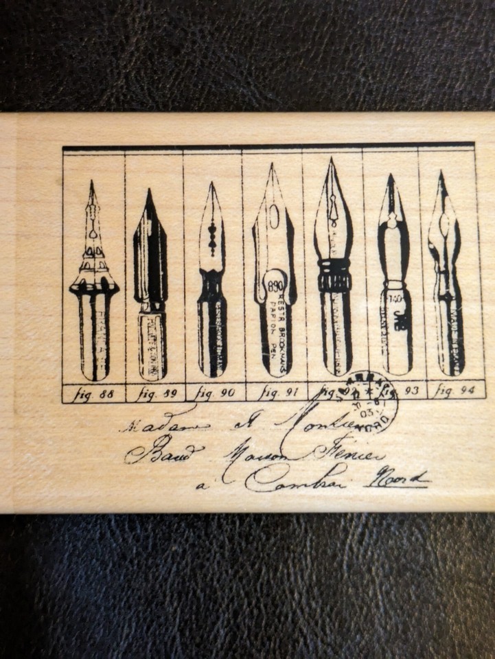Vintage Pen Collage Rubber Stamp Art Stamp, Writing InkLE 8776 eBay