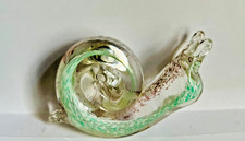 Pretty Glass Snail with Green and Brown Speckles. Garden Accent