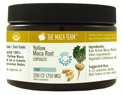 Raw Organic Peruvian Maca Root Capsules - Fresh Harvest, GMO-Free, Fair Trade