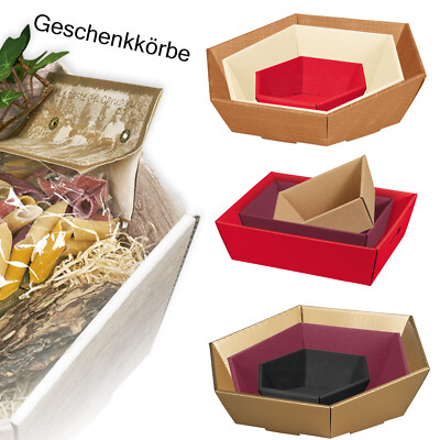 Präsentkörbe Geschenkkörbe leer Pappe viereckig sechseckig