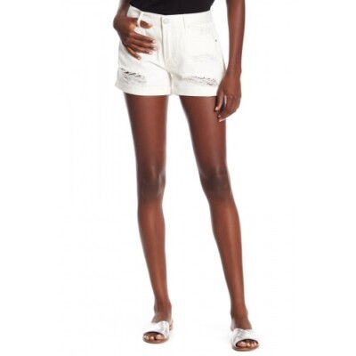 Articles of Society 151673 Women's Ivory Distressed Cuffed Denim Shorts Sz. 25